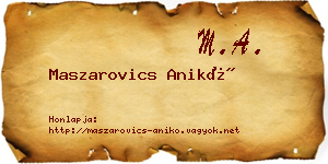 Maszarovics Anikó névjegykártya
